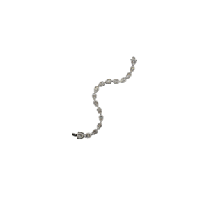 Elegant Leaf Motif Pavé Bracelet – Silver-Tone