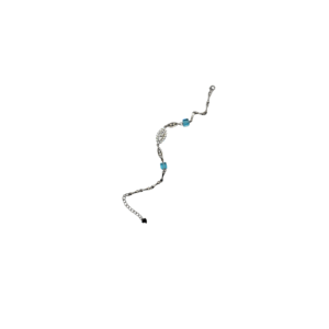 Delicate Silver-Tone Bracelet with Blue Beads and Sparkling Charm